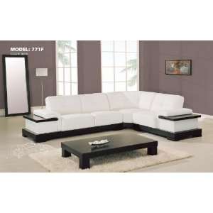   Contemporary White Leather 3Pc Sectional Sofa