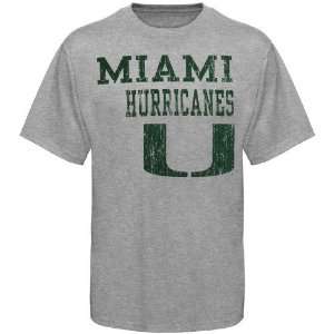  UM Hurricanes Tee : Miami Hurricanes Ash Stacked T Shirt 
