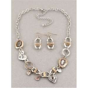   Color Hart Shape Patterns Necklace and Earrings Set 