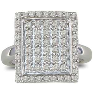  2/3ct Diamond Square Style Ring in Sterling Silver 