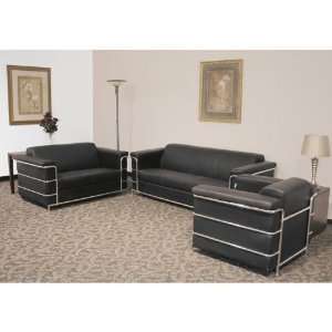  Black Leather Reception Seating Group: Office Products