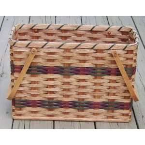   DAY Amish Handmade Country Style Magazine Basket IN GREEN AND WINE