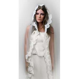  Ivory Mantilla Illusion Tulle Bridal Veil   53 X 73 