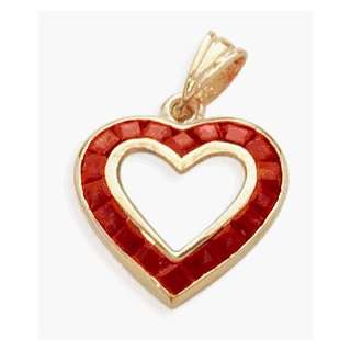  Genuine Ruby Gemstone Gold Heart Pendant: Jewelry