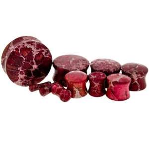   ) Double Flare Red Serpentine Stone Plugs   Sold as a Pair Jewelry