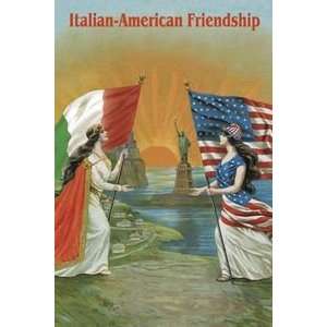 Italian American Friendship   12x18 Framed Print in Black Frame (17x23 