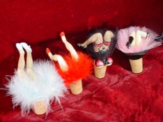Lot 4 Wiggle Jiggle Legs WINE BOTTLE Cork TOPPERS Boobalicous Can Can 