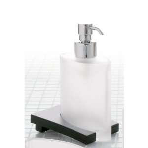   Frosted Glass Soap Dispenser with Wenge Base 3681 78: Home & Kitchen