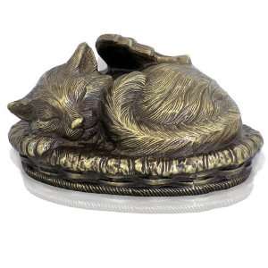   Metallic Bronze Sleeping Angel Cat Cremation Urn: Patio, Lawn & Garden