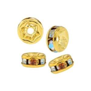  Beadelle Crystal 4mm Rondelle Spacer Beads   Gold Plated / Crystal 