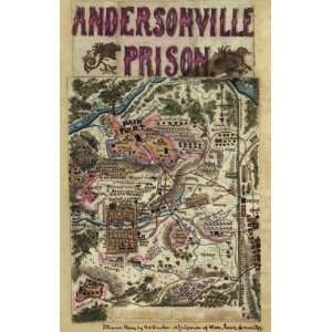  Civil War Map Andersonville Prison.