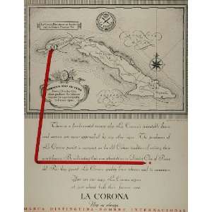  1934 Ad La Corona Cuban Cigar Pinar del Rio Cuba Map 