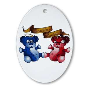  Ornament (Oval) Double Trouble Bears Angel and Devil 