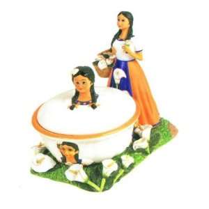  MEXICAN INDIAN LADY 3 Dimensional Candy Dish Jar Tray *NEW 