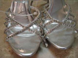 MARICHI MANI Silver Crystal Jewel HEELS/SHOES Prom 10 M  