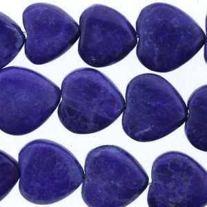 Beads   Dyed Purple Lapis Howlite  Puffy Heart Plain   12mm Diameter 