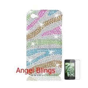  Apple Iphone 4 Diamond Bling Phone Shell (Rainbow Zebra 