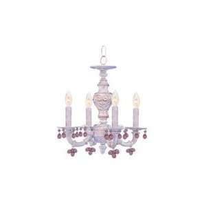  Abbie Wrought Iron Chandelier Draped with Amber Murano 