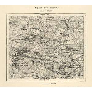  1882 Relief Line block Fontainebleau France Samois Paris 