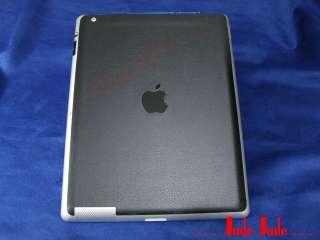 iPad 2 BLACK LEATHER Vinyl Wrap Skin Sticker + 3 Apple Logo #31  