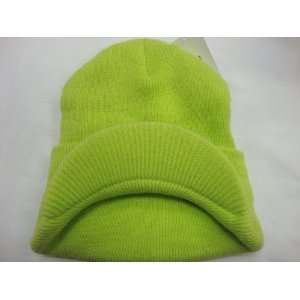  Beanie Cap Visor Hat Winter Hat lime Green Everything 