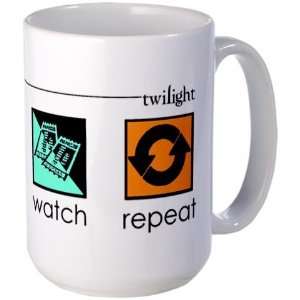  Twilightread,watch,repeat Twilight Large Mug by  