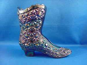 FENTON CARNIVAL GLASS IRRIDESCENT DAISY & BUTTON 4 BOOT EXCELLENT 