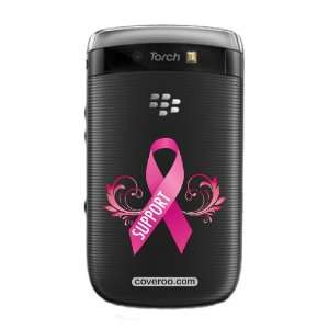 Pink Ribbon Support Design on BlackBerry Torch 9800 Cell 