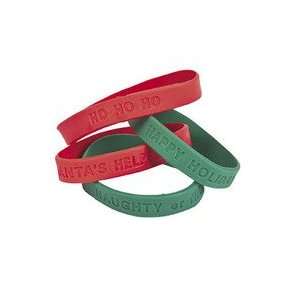   of 12 Christmas Holiday Sayings Rubber Bracelets Bands