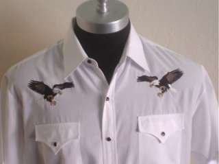   Embroidered EAGLE Pearl Snap Rockabilly Cowboy Western Shirt XL Look