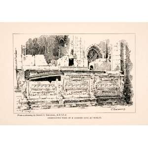  1905 Lithograph Poblet Spain Desecrated Tomb Spanish King 