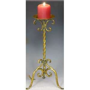  Gold Swirly Q Pillar Candle Holder 17 Tall: Home 