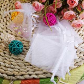 100x White Organza Jewelry Pouch Wedding Party Favor Gift Bag 2.4x3.2 