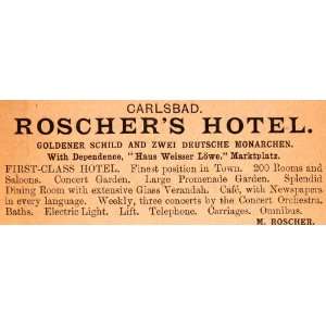  1908 Ad Roschers Hotel Carlsbad Goldener Schild Zwei Deutsche 