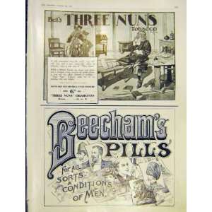   Three Nuns Tobacco Beechams Pills Old Print 1914