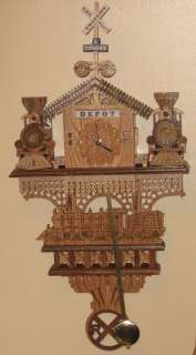 Handmade Train Depot Wall Clock Wooden Gifts  