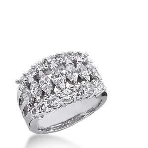  Diamond Wedding Ring 2 Marquise Cut 0.13 ct 4 Marquise Cut 