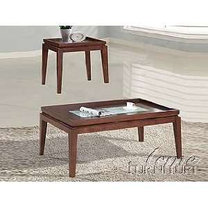  Acme Furniture Crackle Glass Top Occasional Table 2 piece 