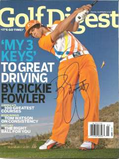 rickie fowler PGA signed auto golf digest w/coa  