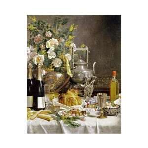Jules Larcher   Bottles Of Champagne Bread Biscuits And Cakes Giclee 