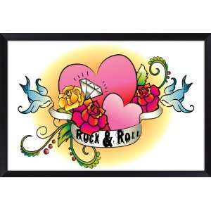  Rock and Roll Heart Framed Poster: Home & Kitchen