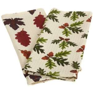  DII Autumn Leaf Printed Waffle Towels, Set of 2