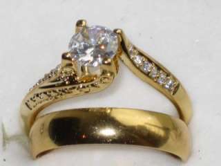   ENGAGEMENT RING WEDDING BAND ETERNITY SIMULATED DIAMOND 3PC SET  