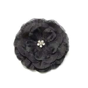 Black 3.3 Jeweled Center Flower Hair Clip Hair Accessories For All 