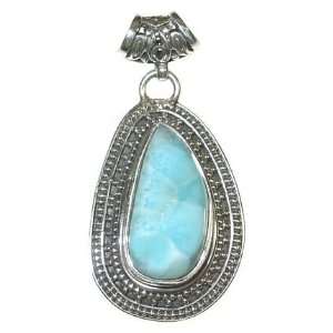  Freeform Larimar and Sterling Silver Pendant