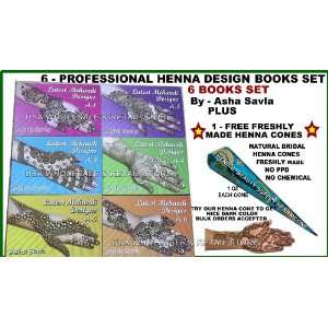 SET OF 6 Henna Design Book By Asha Savla + 1 FRESHLY MADE HENNA DESIGN 