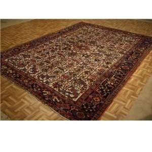   1011 Ivory Persian Hand Knotted Wool Heriz Rug: Furniture & Decor