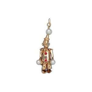  Movable Clown, 14K Yellow Gold Charm: Jewelry