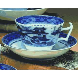 BLUE CANTON DEMITASSE CUP and SAUCER 