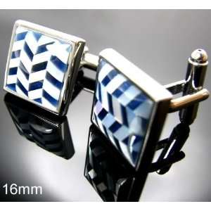  Mother of Pearl Black and White Shell Chevron Cufflinks 